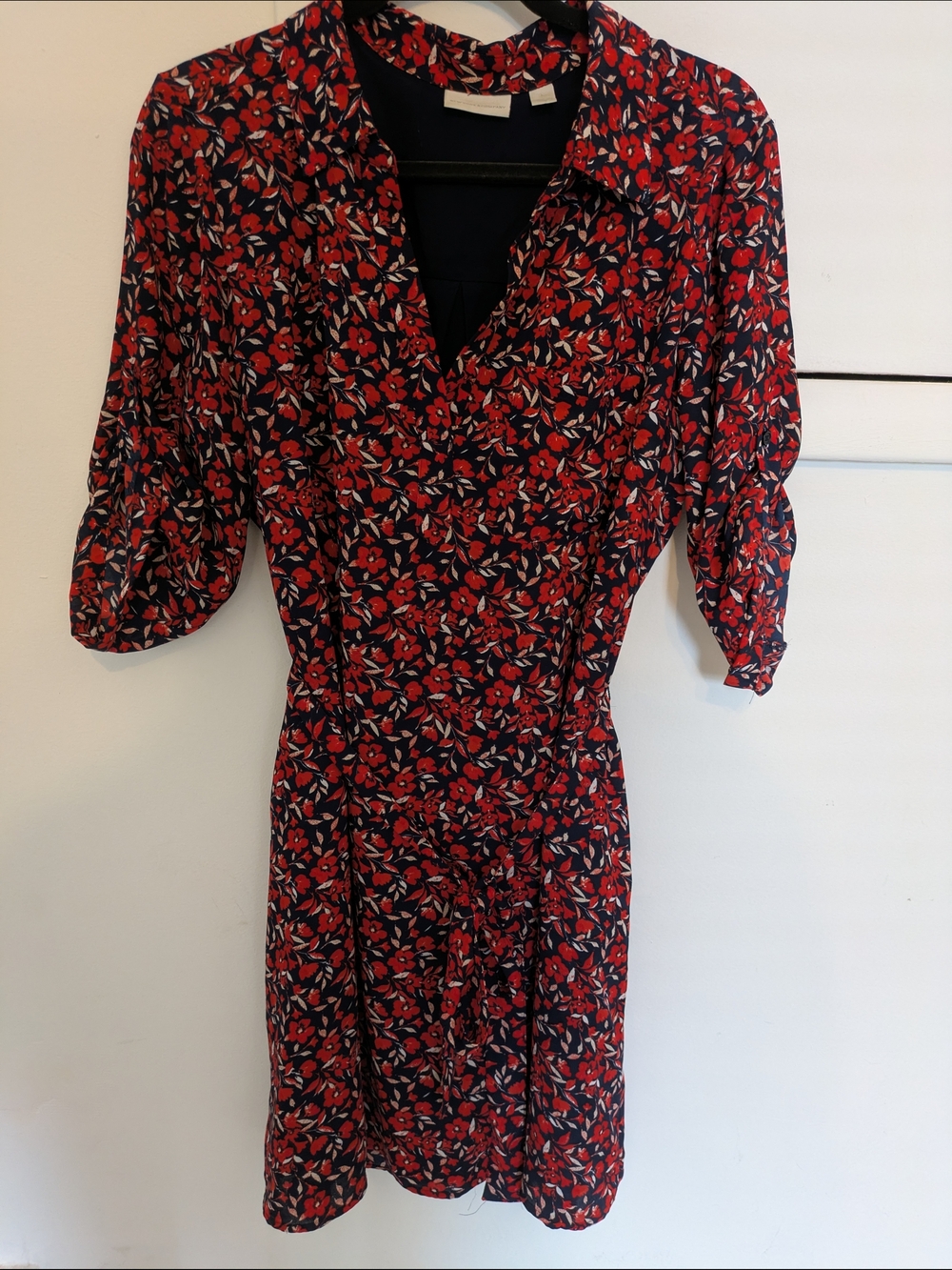 Red Floral V-Neck Mini Dress